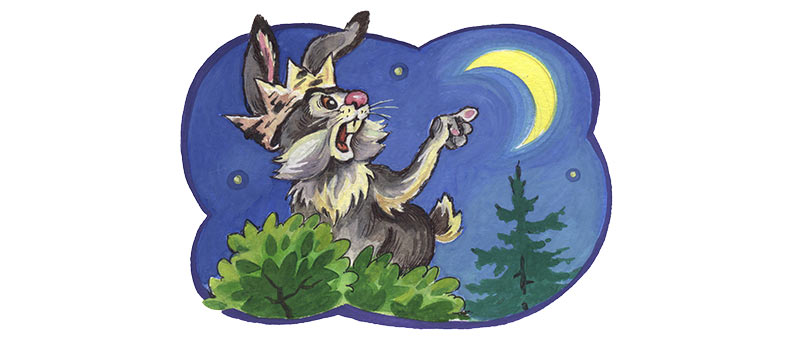 Каждому встречному-поперечному заяц рассказывает, как он луну ест