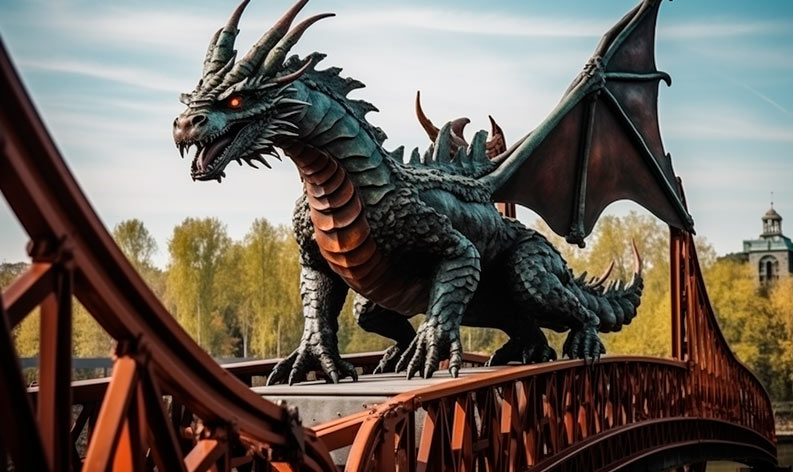 Приближаясь к мосту, она увидела огромного дракона